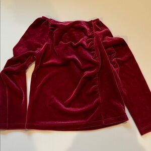 Vintage Deep Burgundy Velvet Long Sleeve Top